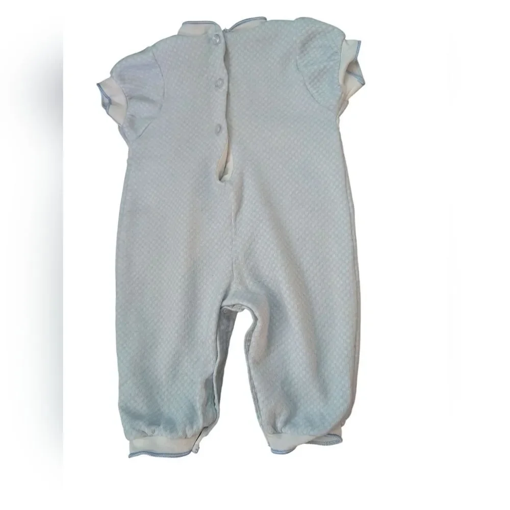 Carter's‎ Vintage Infant Blue White Embroidered Bunny Carrot Outfit